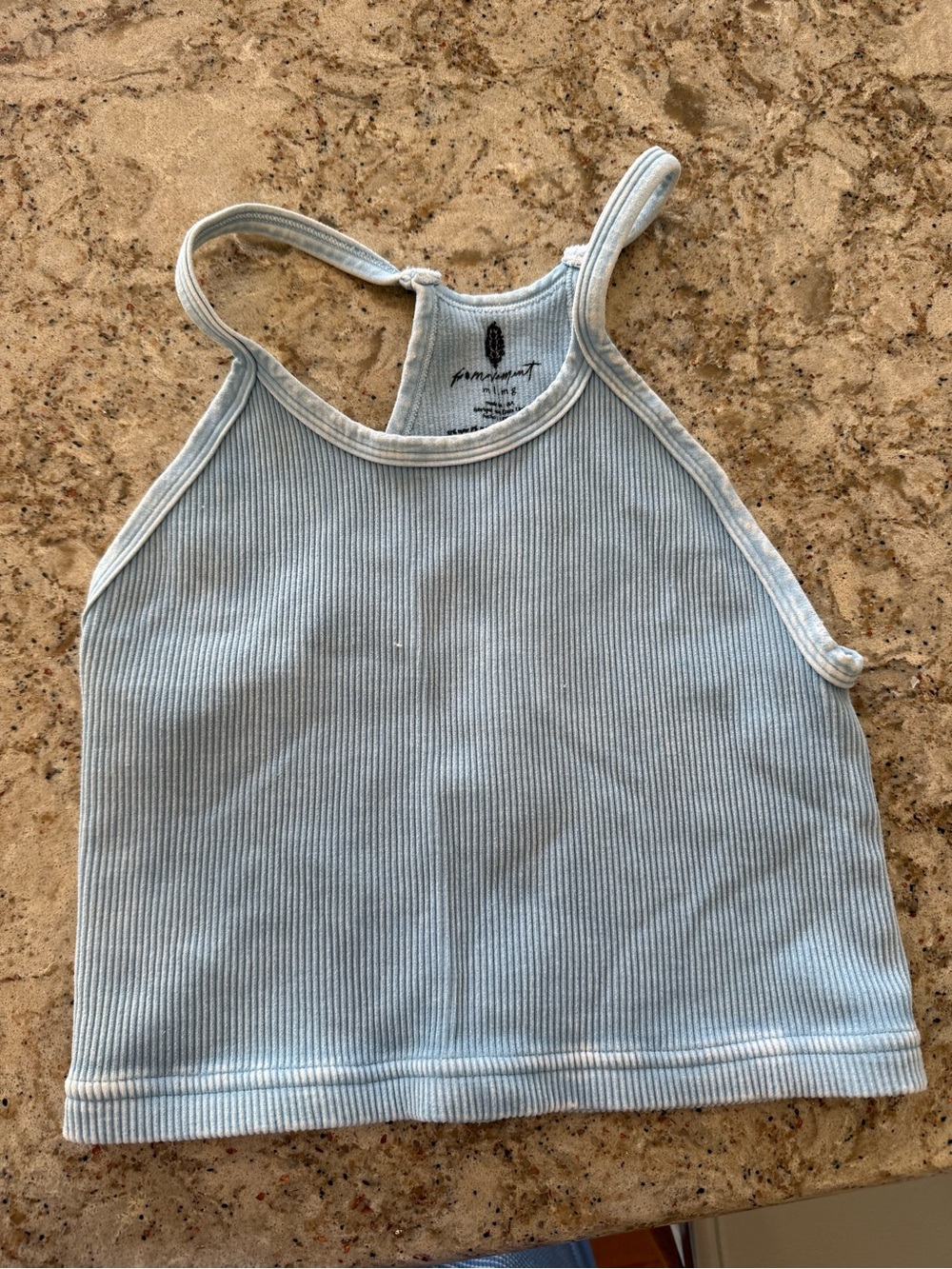 Free People Movement Pale Blue Ribbed Racerback Crop Tank